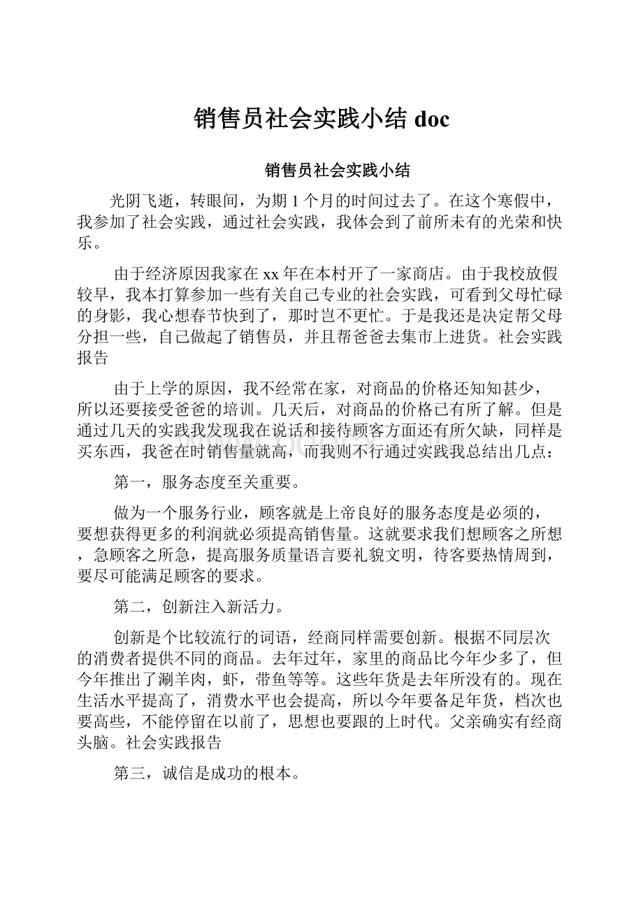 销售员社会实践小结doc.docx_第1页