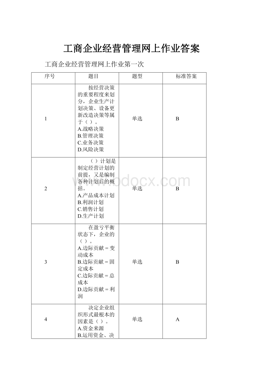 工商企业经营管理网上作业答案.docx