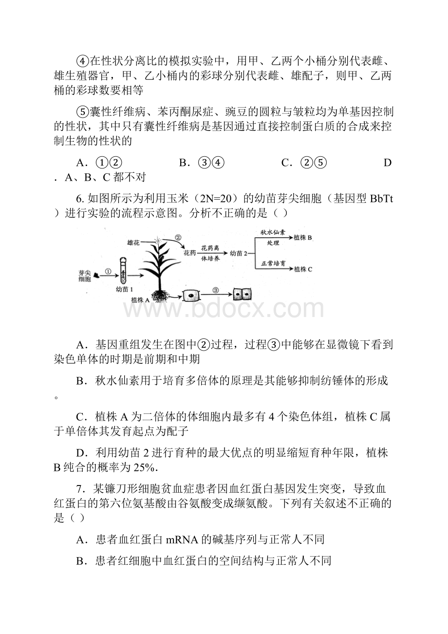 江西省南昌三中学年度高三上学期第四次考试生物试题 word版.docx_第3页