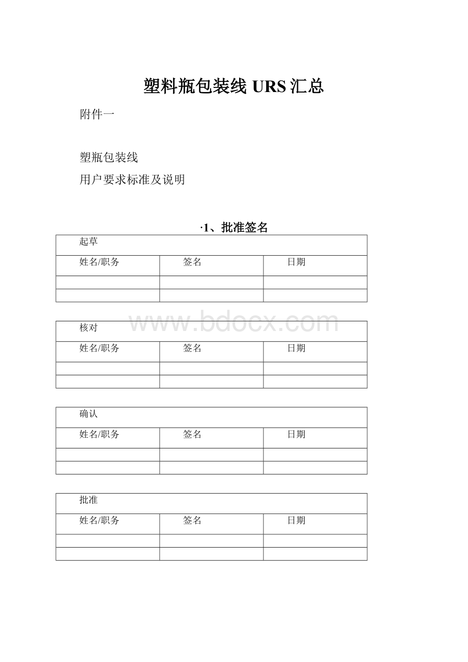 塑料瓶包装线URS汇总.docx_第1页