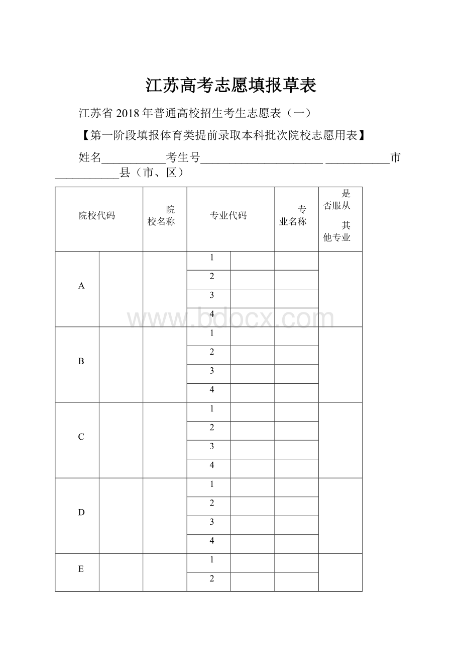 江苏高考志愿填报草表.docx