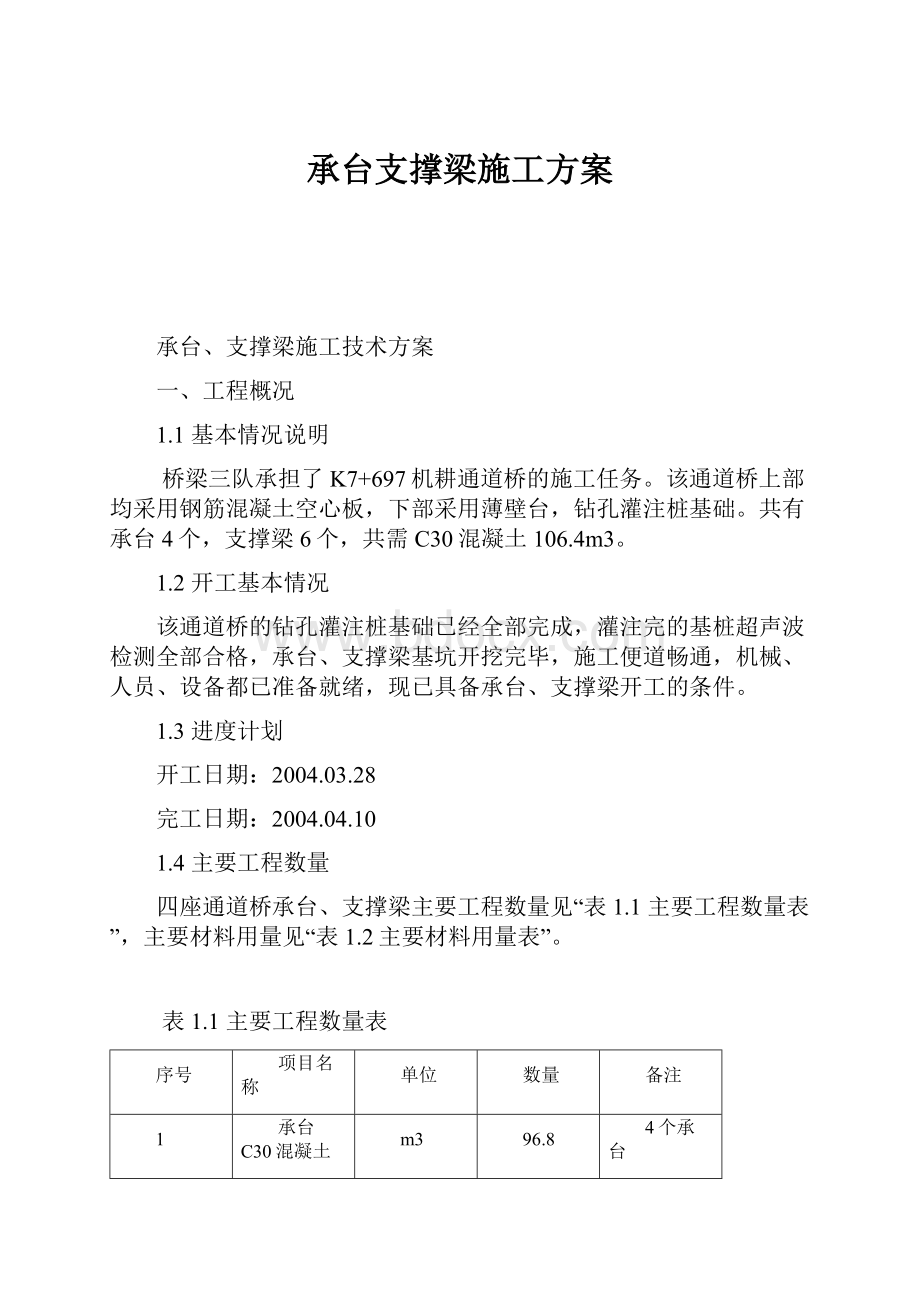 承台支撑梁施工方案.docx