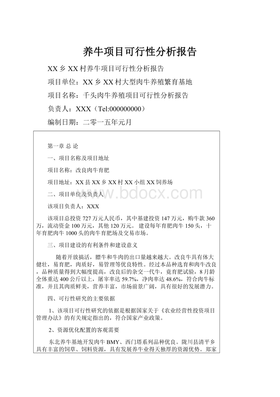 养牛项目可行性分析报告.docx