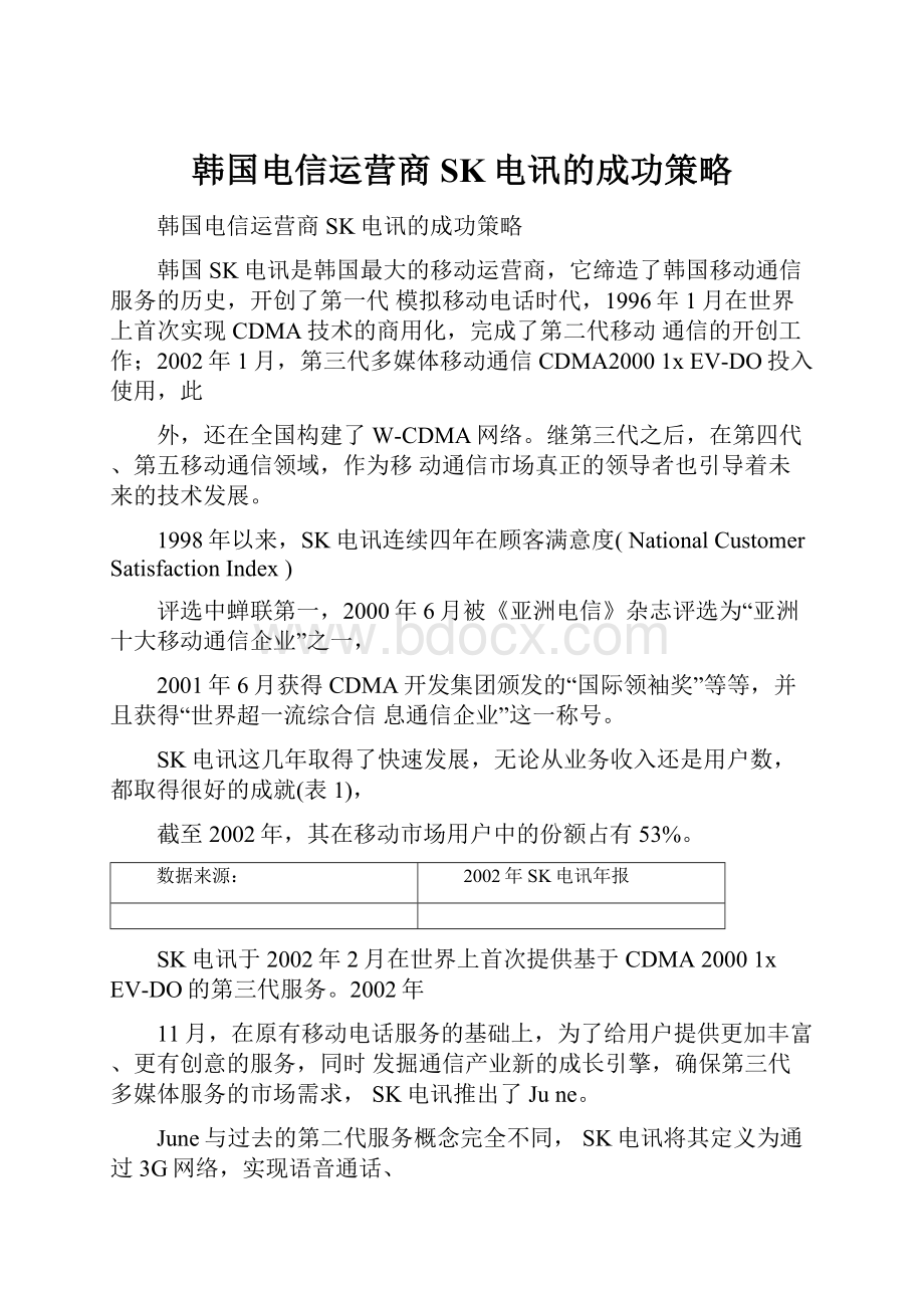 韩国电信运营商SK电讯的成功策略.docx_第1页