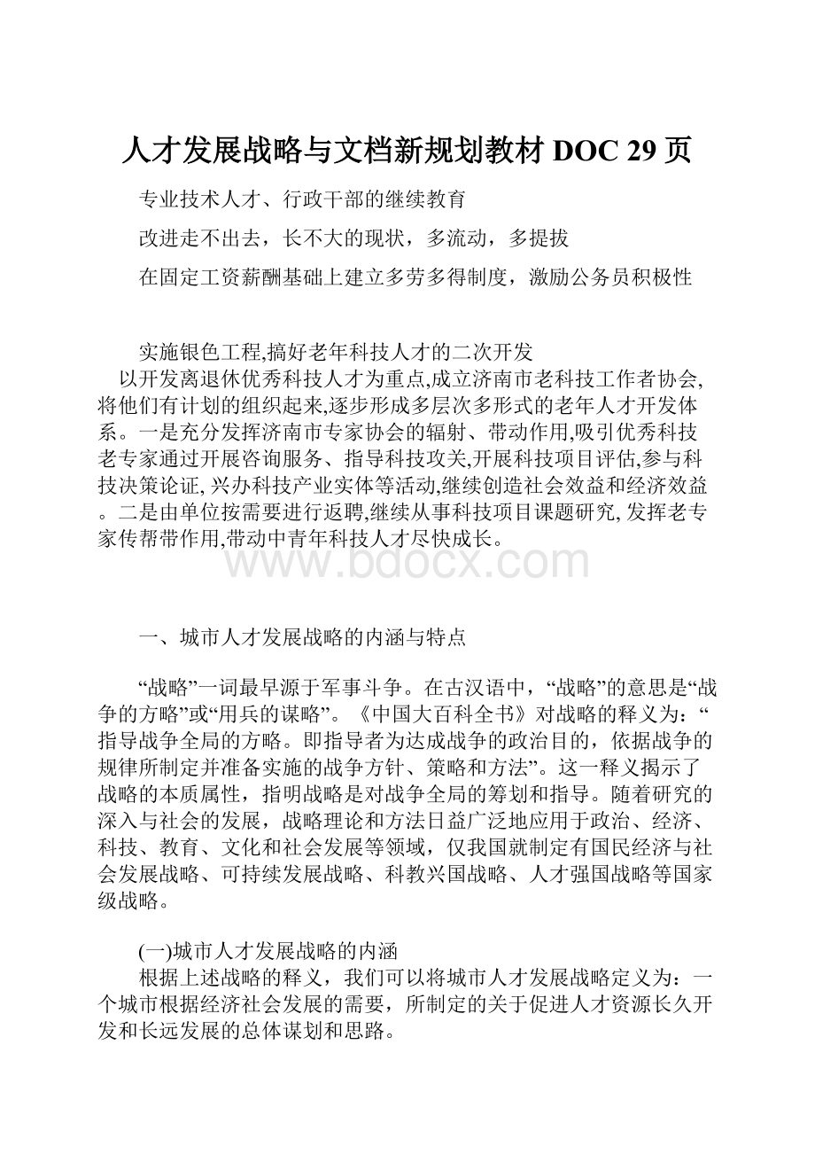 人才发展战略与文档新规划教材DOC 29页.docx_第1页