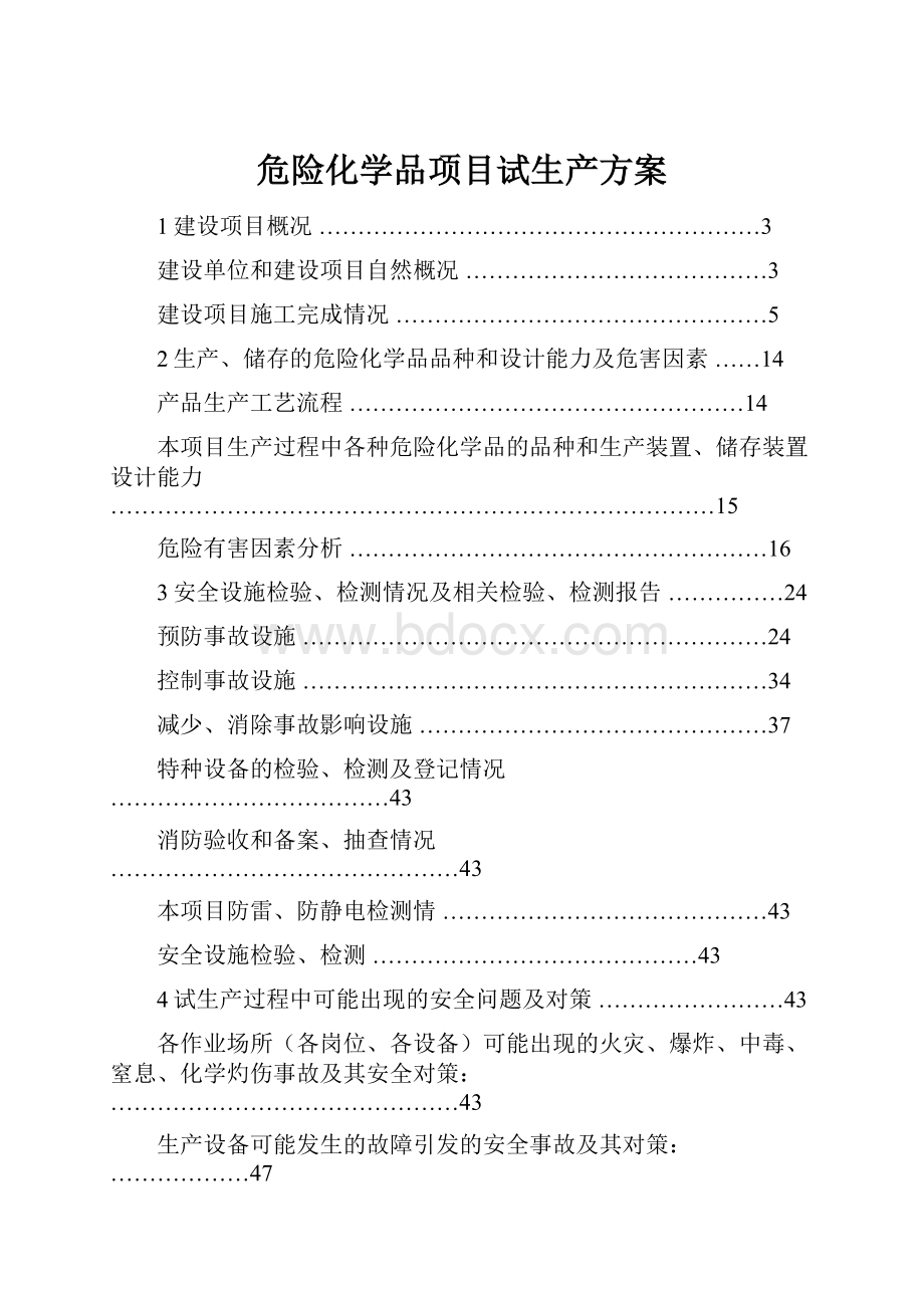 危险化学品项目试生产方案.docx_第1页