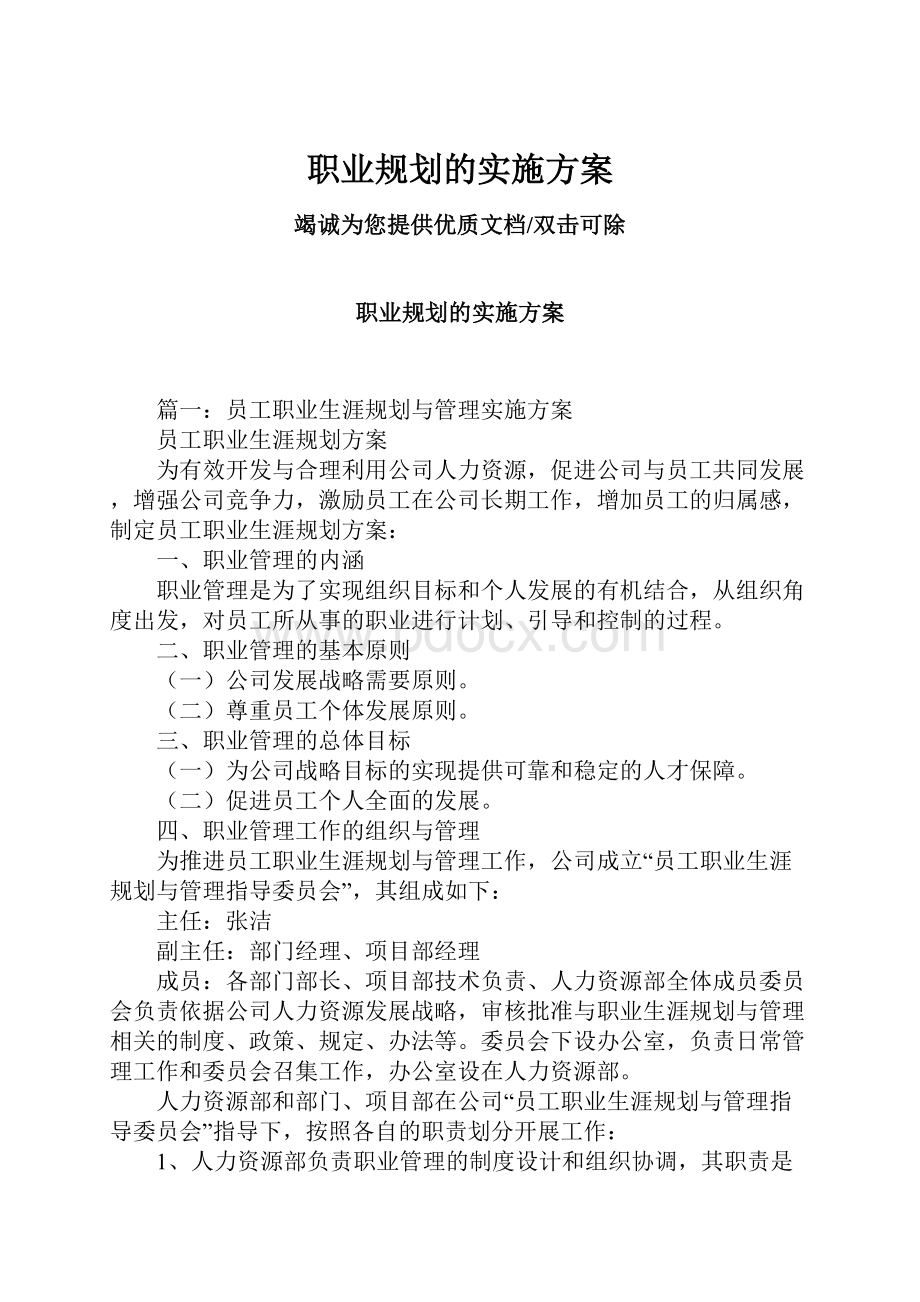 职业规划的实施方案.docx_第1页