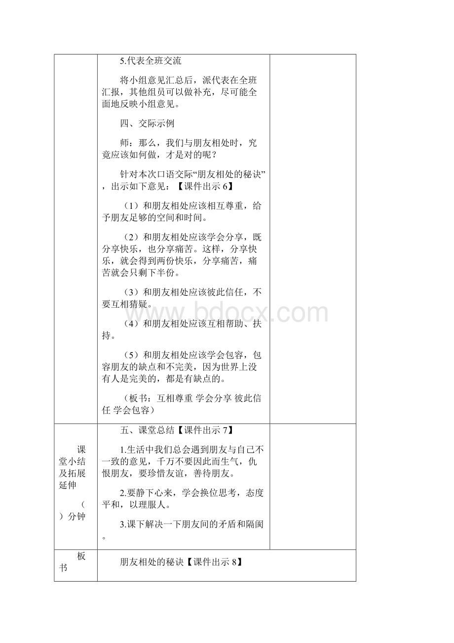 部编版四年级语文下册口语交际《朋友相处的秘诀》优质教案送全册知识点总结.docx_第3页