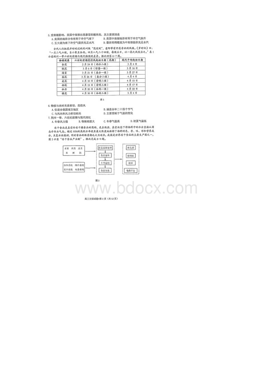 安徽省黄山市届高三下学期二模文科综合试题含答案解析.docx_第2页