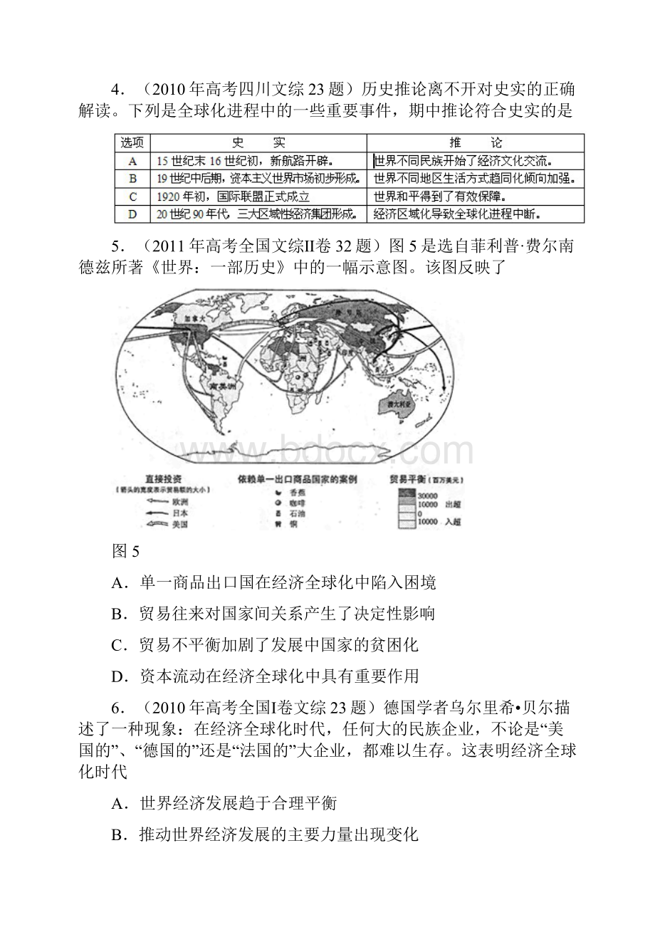 历史高考真题分类汇编与解析83经济全球化的世界人民版必修Ⅱ.docx_第2页