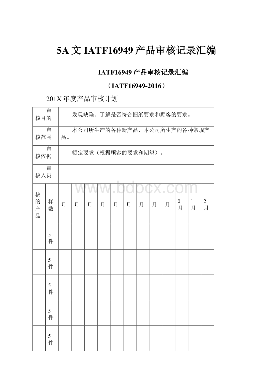 5A文IATF16949产品审核记录汇编.docx_第1页