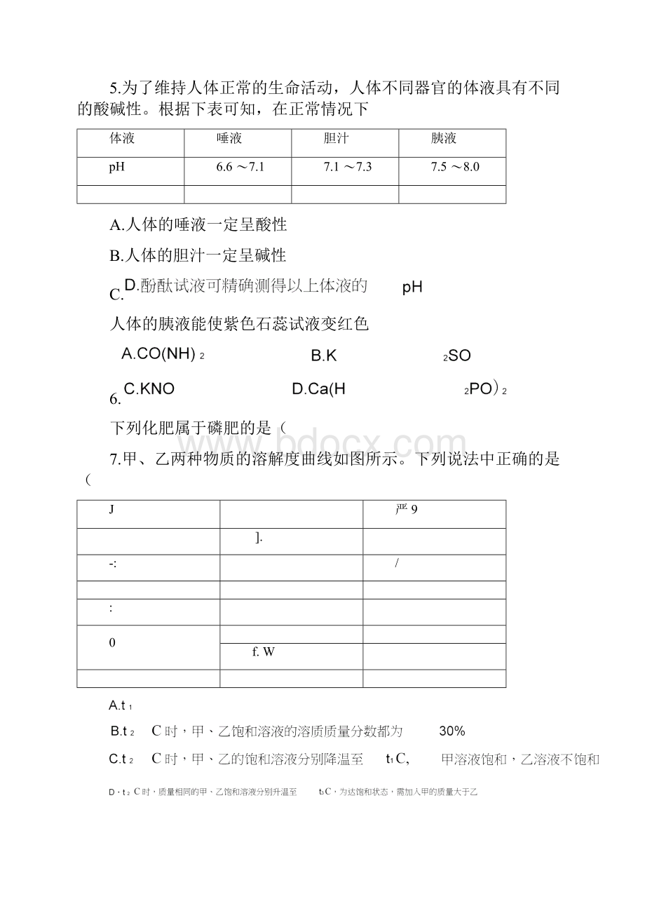 鲁教版九年级化学下册期末试题及答案2套1.docx_第2页