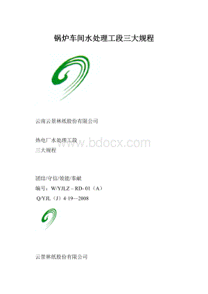 锅炉车间水处理工段三大规程.docx