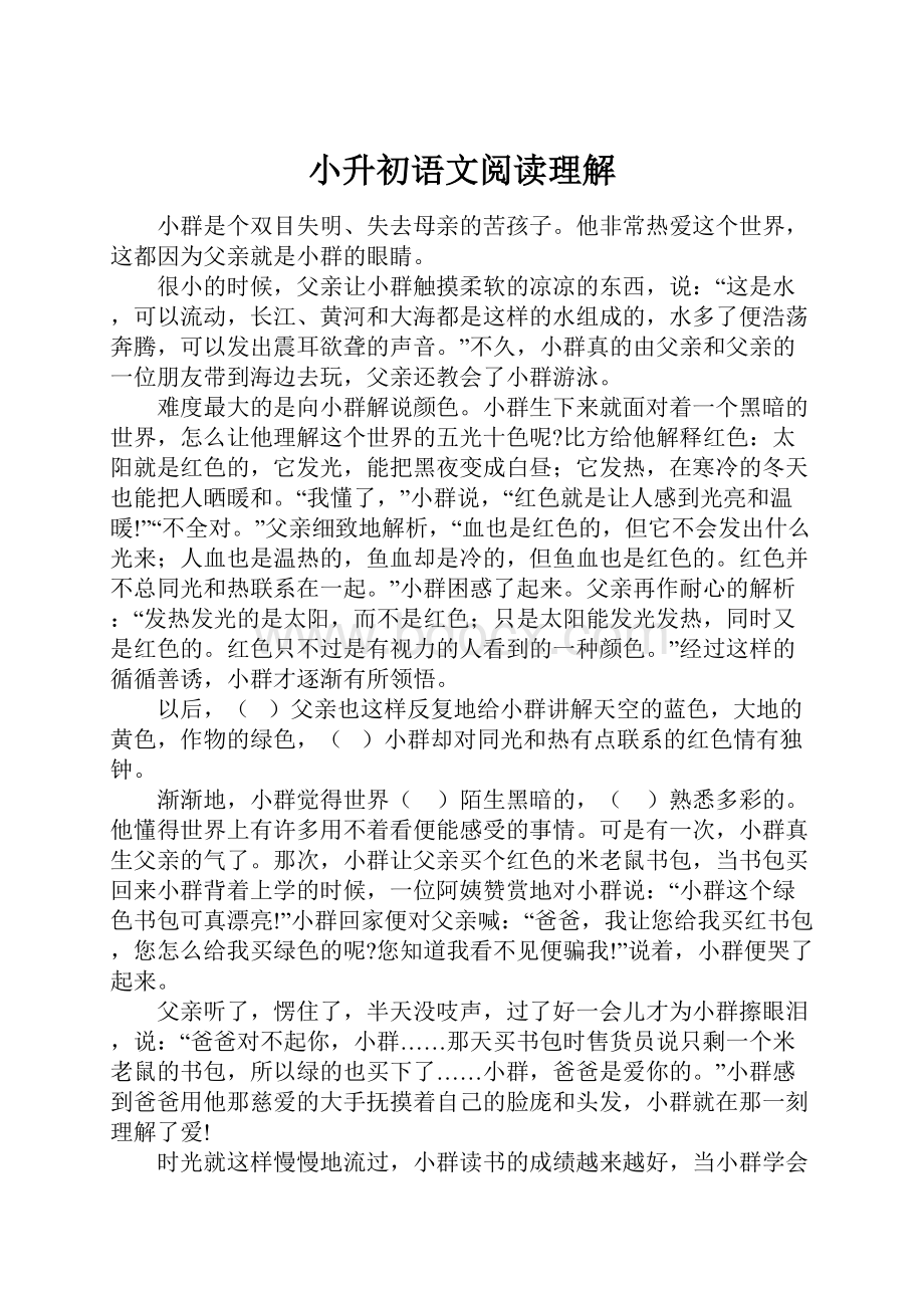 小升初语文阅读理解.docx_第1页