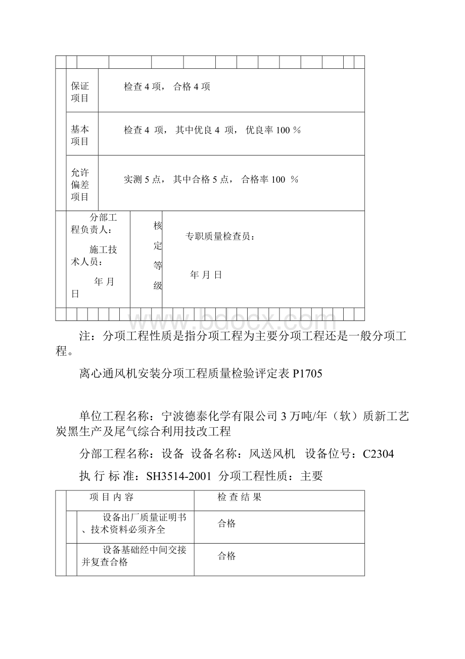 P1705离心通风机安装分项工程质量检验评定表汇编.docx_第3页