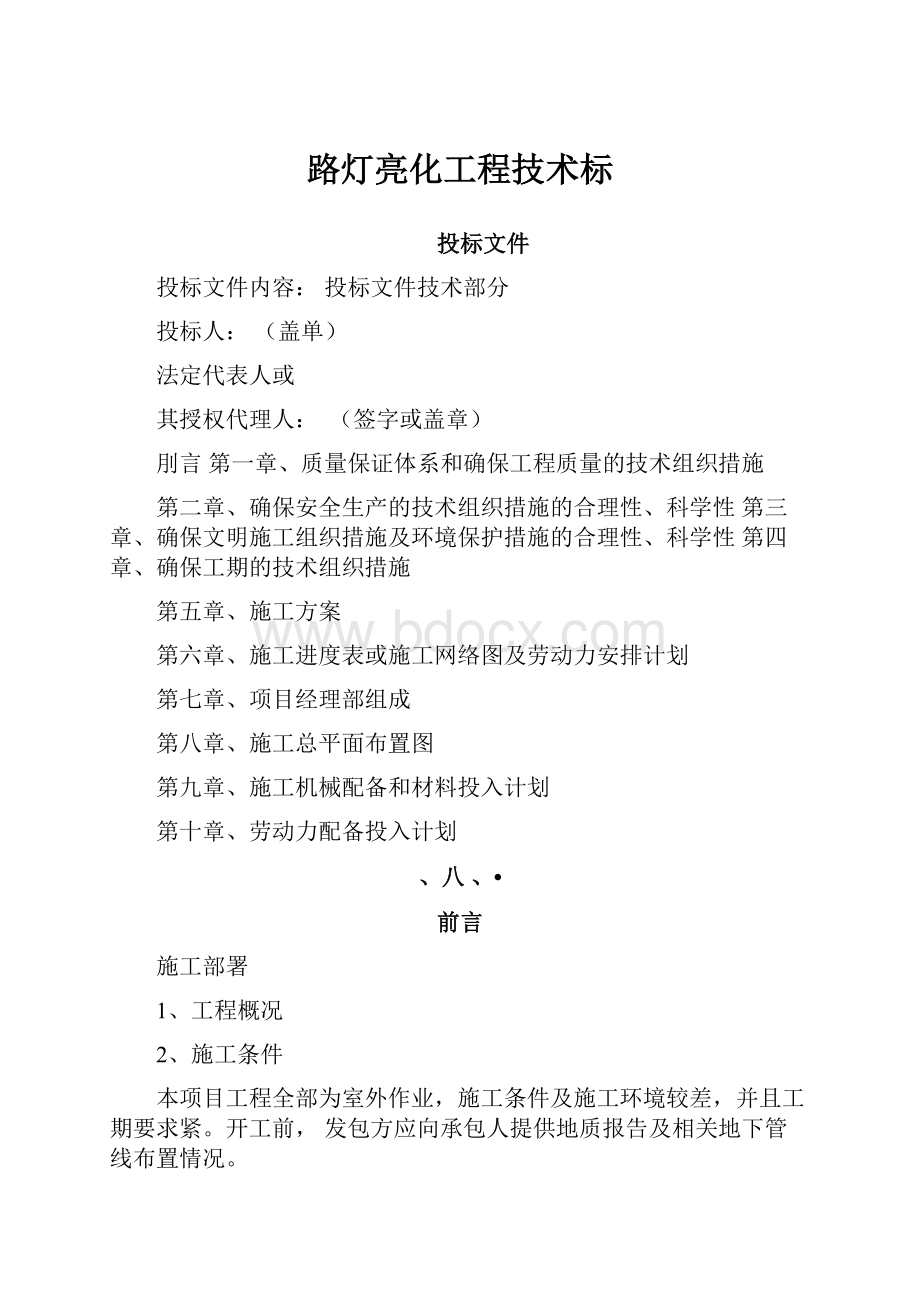 路灯亮化工程技术标.docx