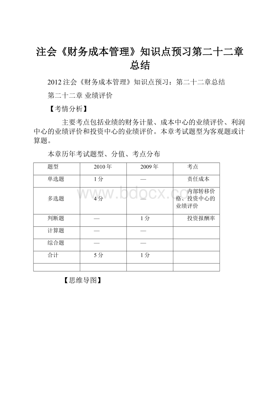 注会《财务成本管理》知识点预习第二十二章总结.docx_第1页