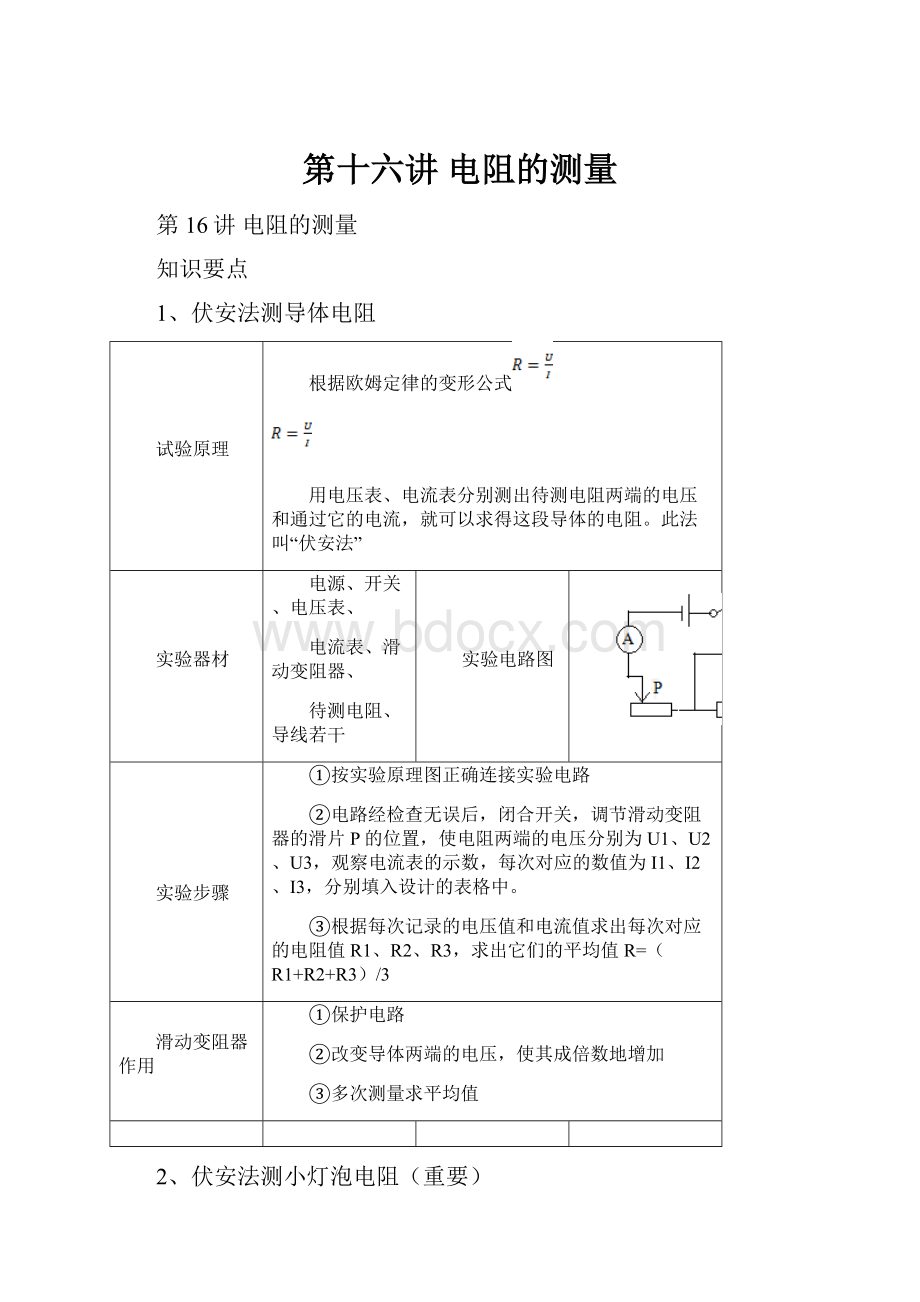 第十六讲 电阻的测量.docx