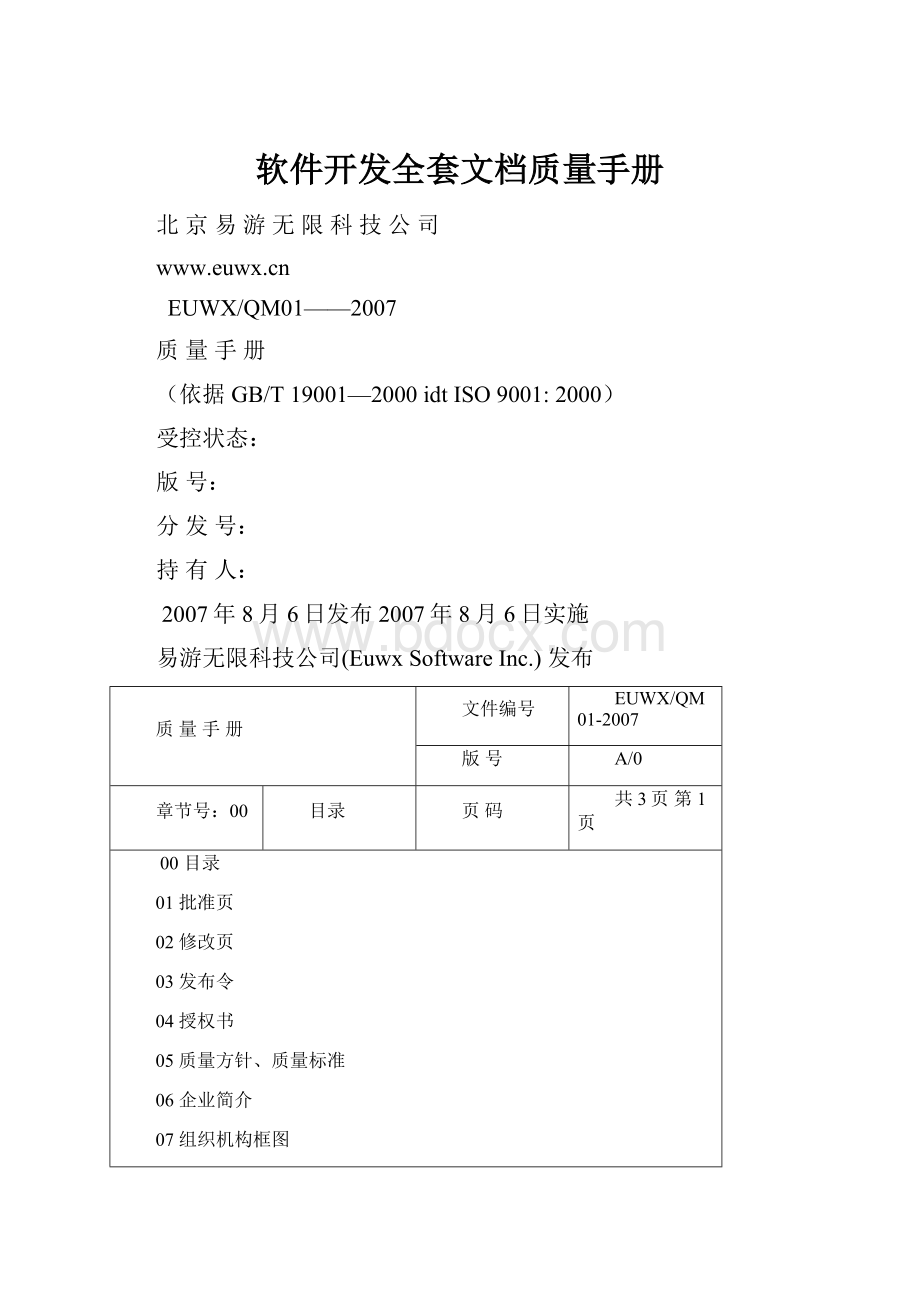 软件开发全套文档质量手册.docx_第1页