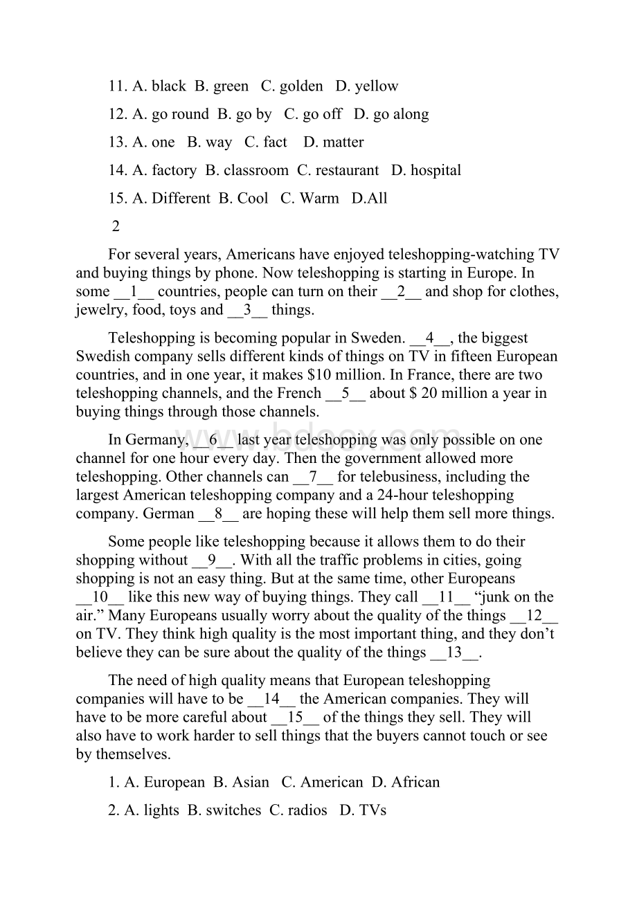 高中英语完形填空训练带答案18套题.docx_第2页