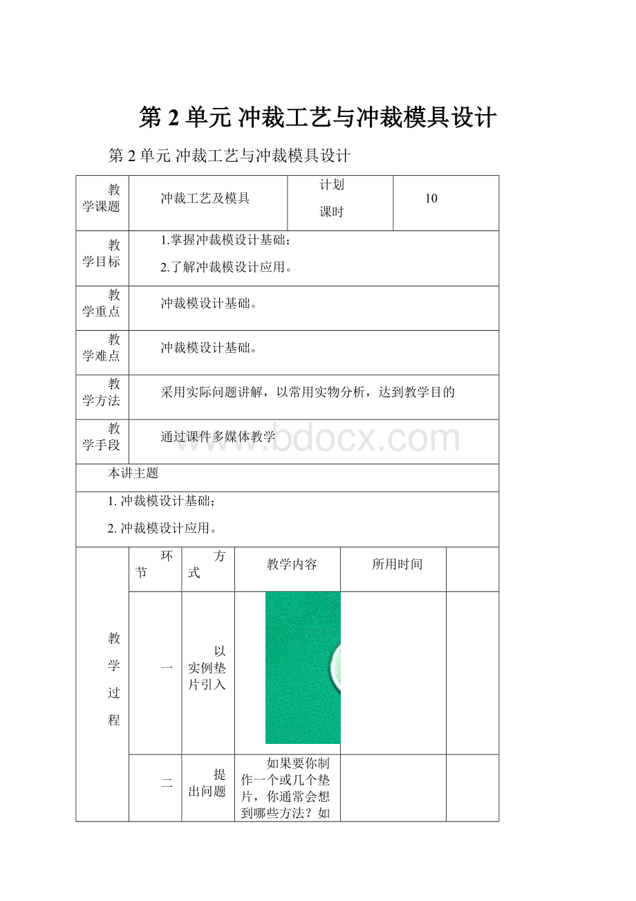 第2单元 冲裁工艺与冲裁模具设计.docx