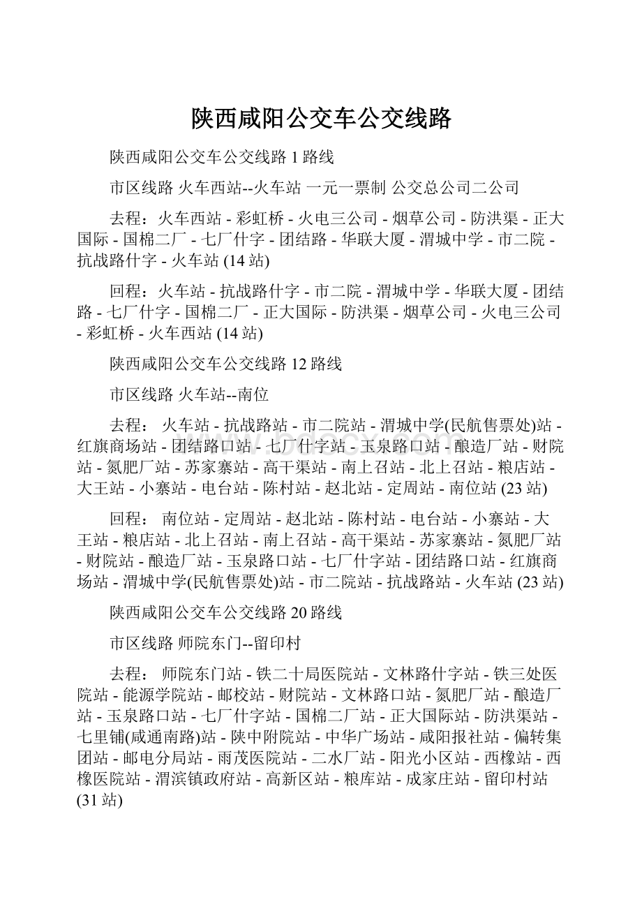 陕西咸阳公交车公交线路.docx