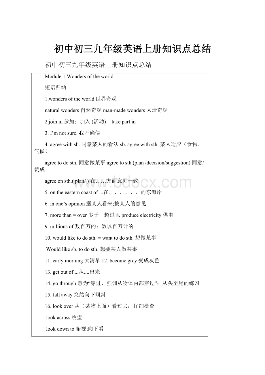 初中初三九年级英语上册知识点总结.docx_第1页