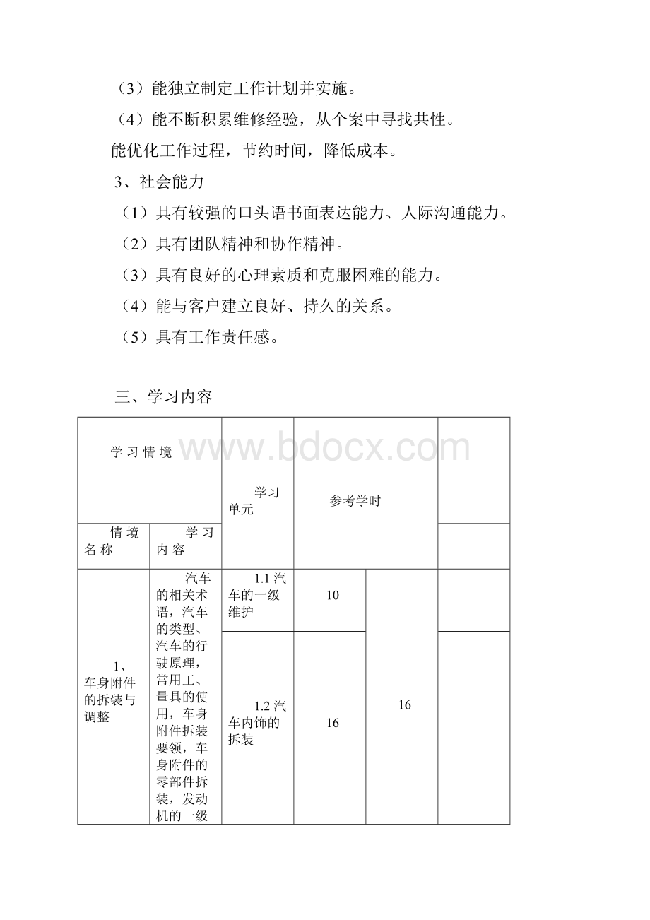 汽车专业人才培养方案课程标准DOC.docx_第2页