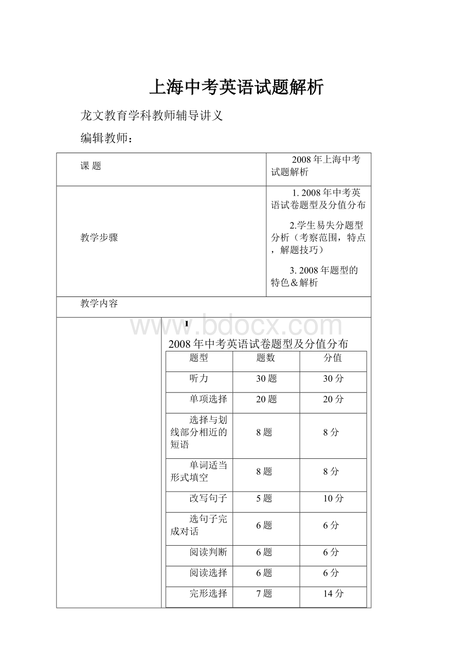 上海中考英语试题解析.docx