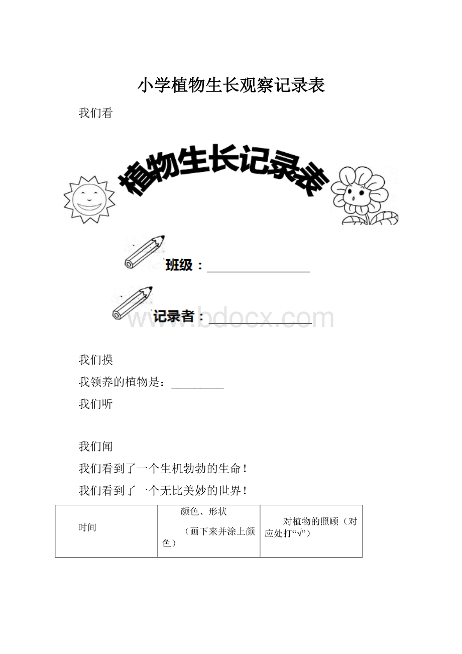 小学植物生长观察记录表.docx_第1页