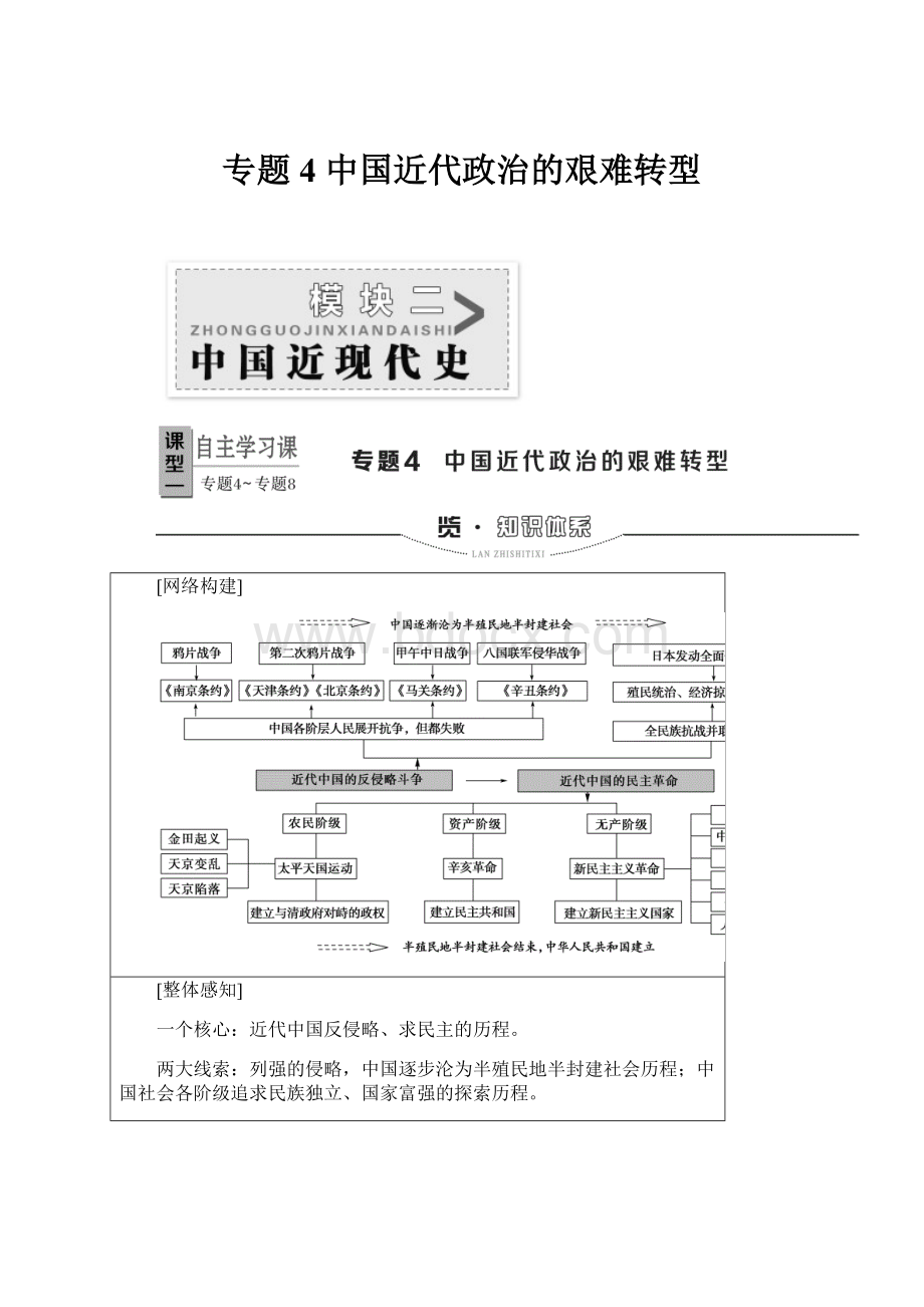 专题4中国近代政治的艰难转型.docx_第1页