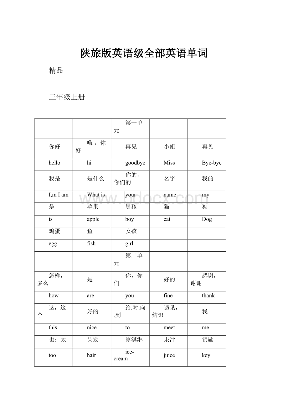 陕旅版英语级全部英语单词.docx