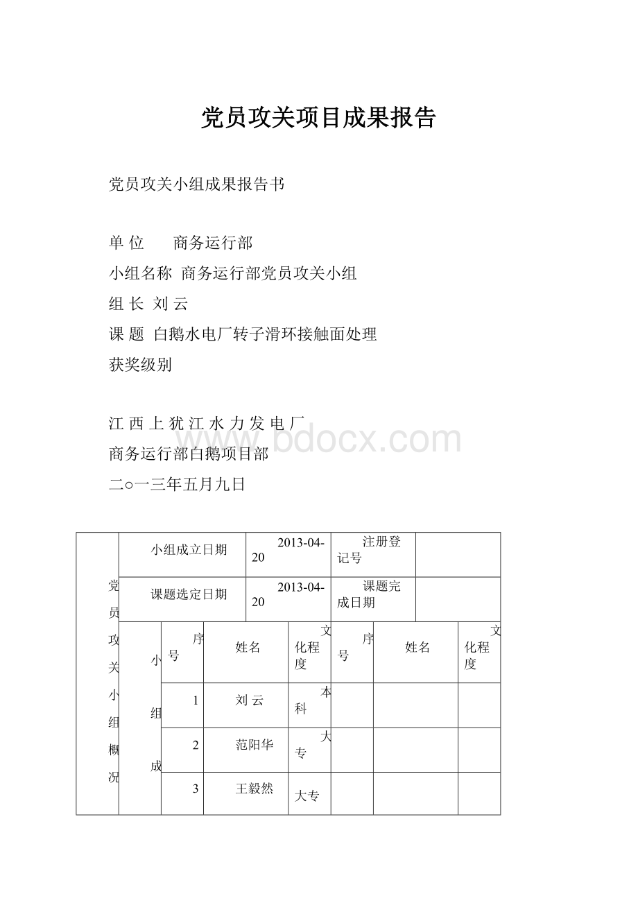 党员攻关项目成果报告.docx_第1页