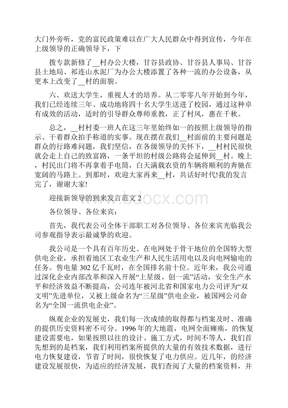 迎接新领导的到来发言范文.docx_第2页