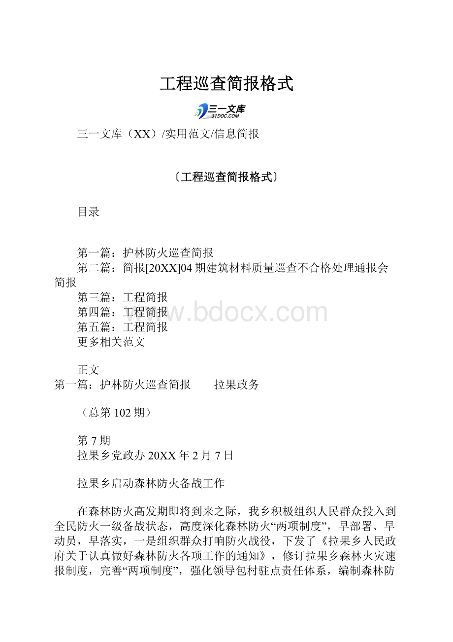 工程巡查简报格式.docx_第1页