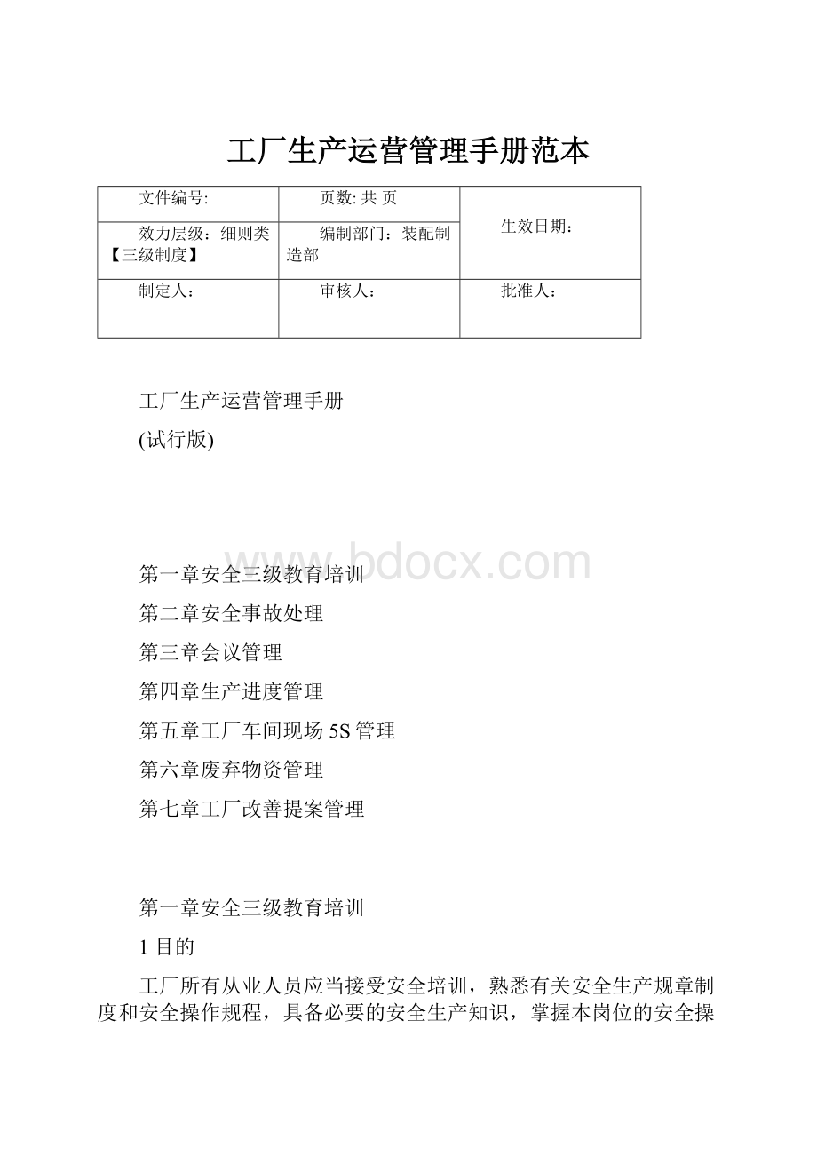 工厂生产运营管理手册范本.docx_第1页