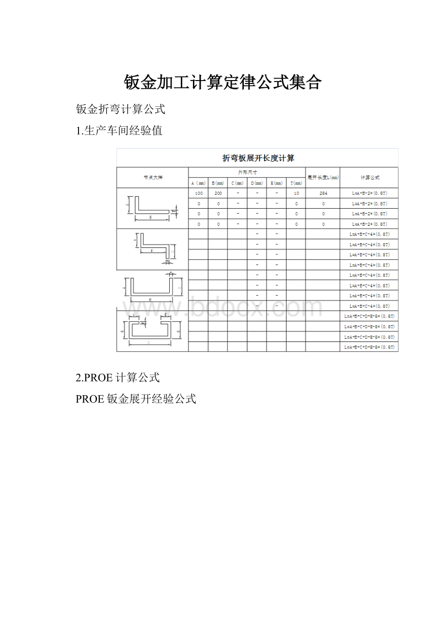 钣金加工计算定律公式集合.docx