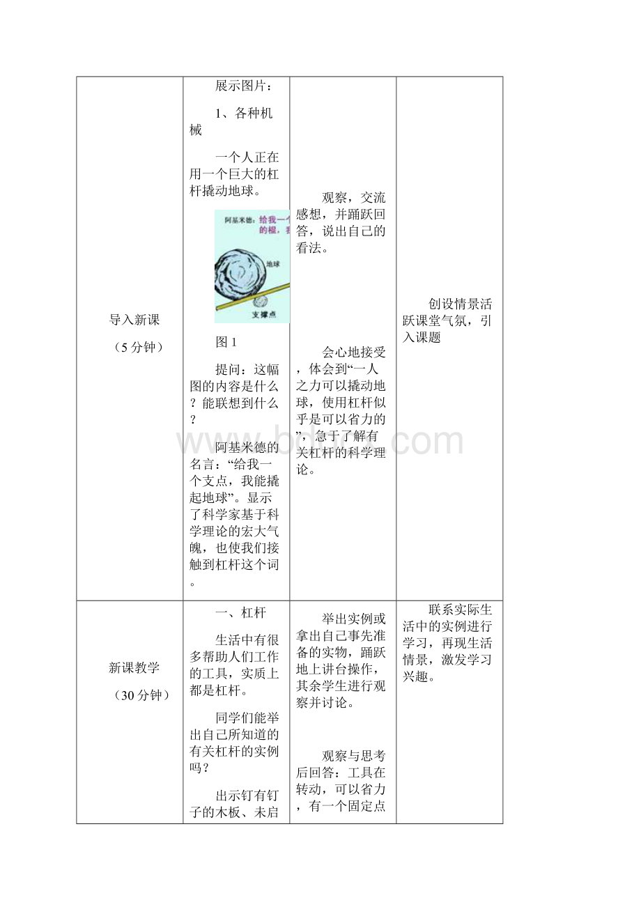 初中物理121杠杆教学设计学情分析教材分析课后反思.docx_第3页