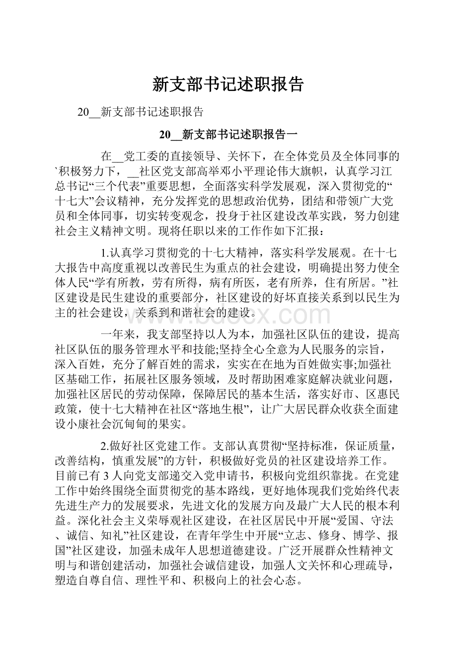 新支部书记述职报告.docx_第1页