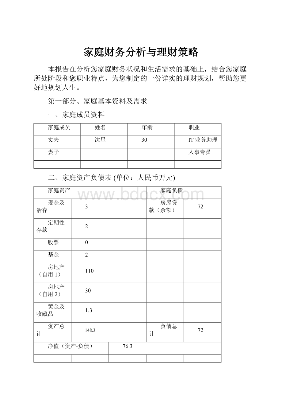 家庭财务分析与理财策略.docx