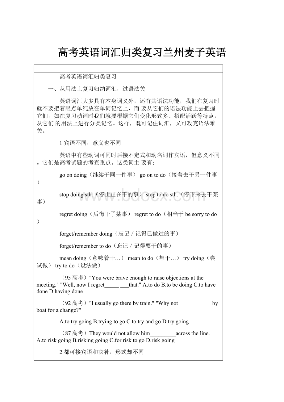 高考英语词汇归类复习兰州麦子英语.docx