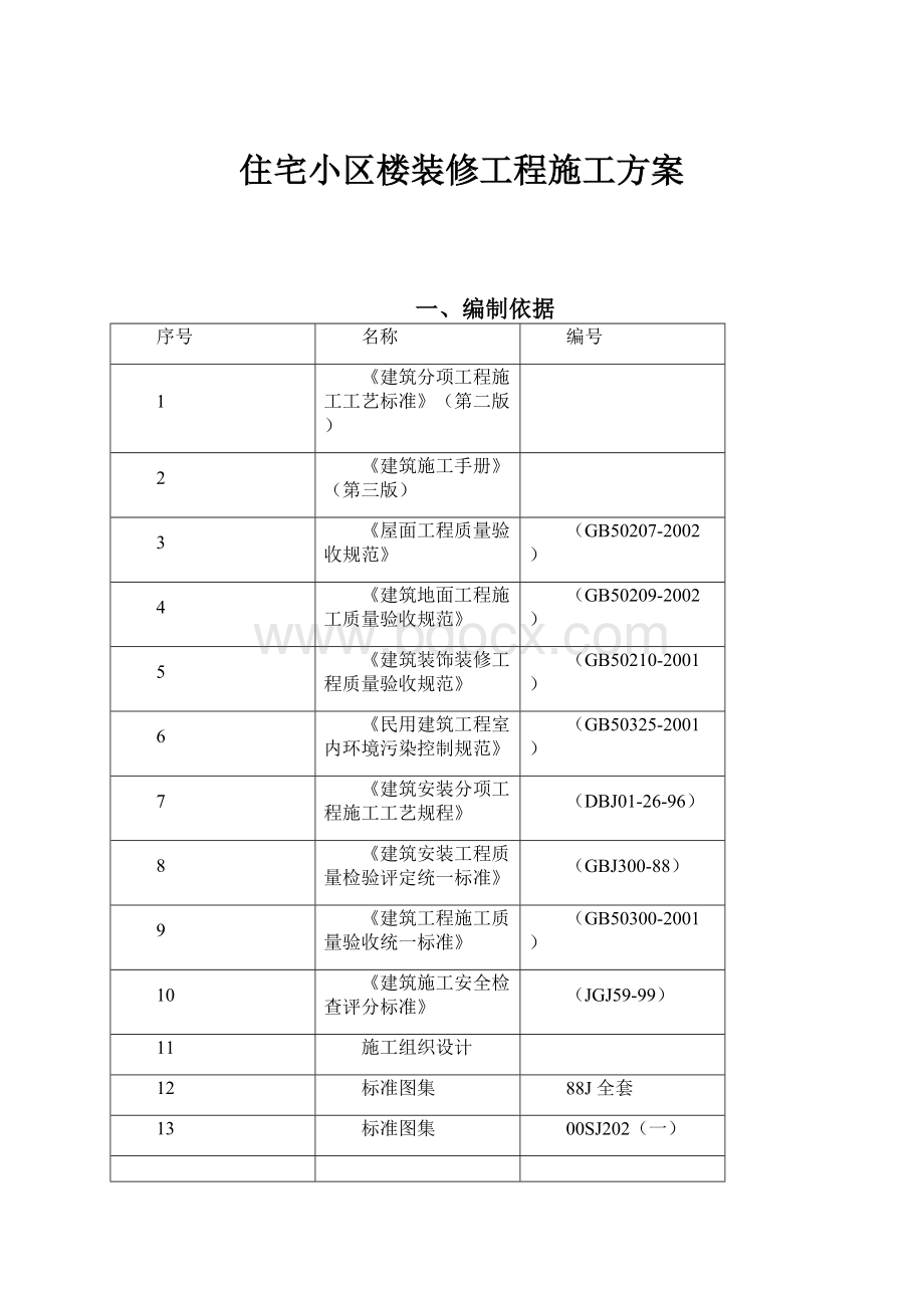 住宅小区楼装修工程施工方案.docx_第1页