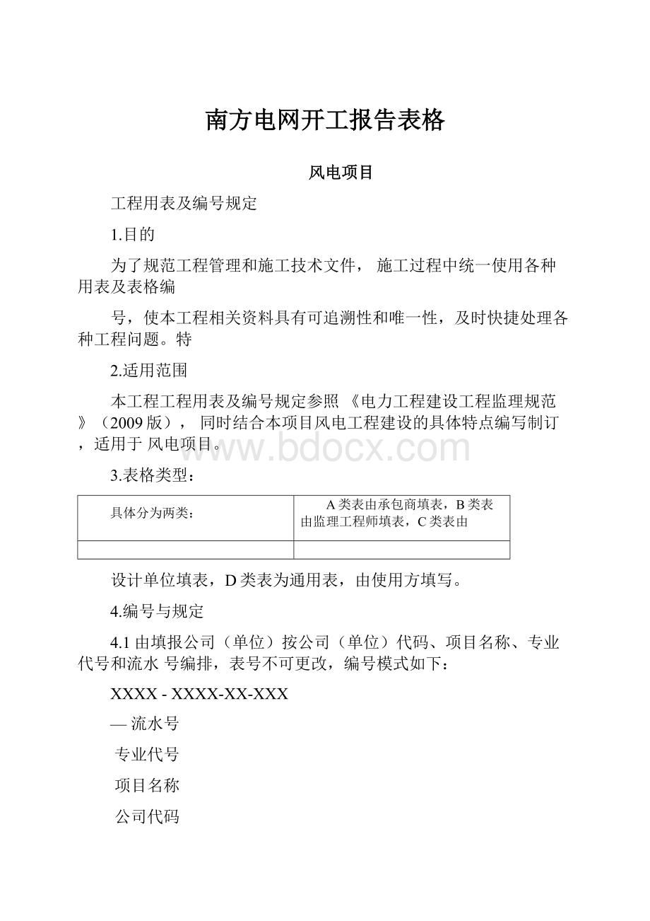 南方电网开工报告表格.docx