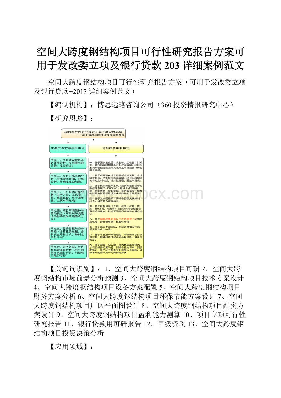 空间大跨度钢结构项目可行性研究报告方案可用于发改委立项及银行贷款203详细案例范文.docx