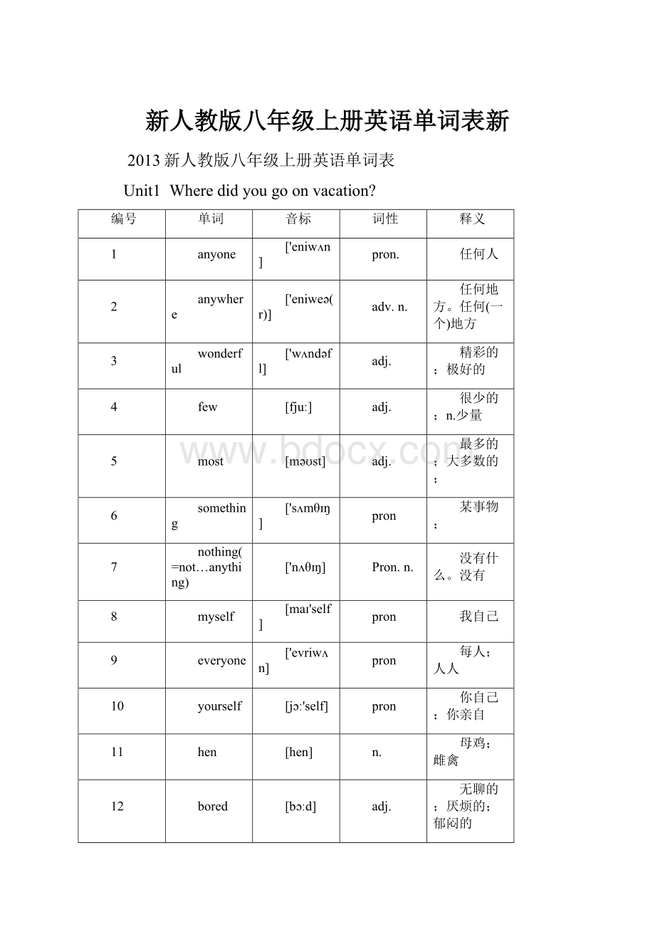 新人教版八年级上册英语单词表新.docx