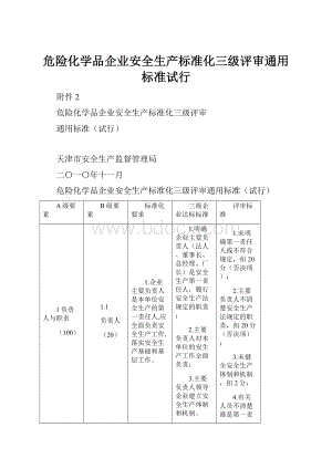 危险化学品企业安全生产标准化三级评审通用标准试行.docx