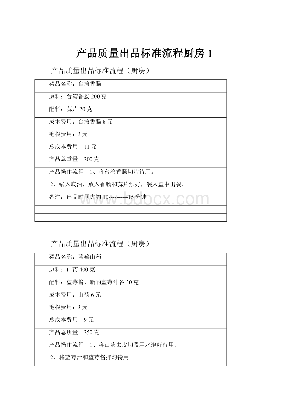 产品质量出品标准流程厨房1.docx