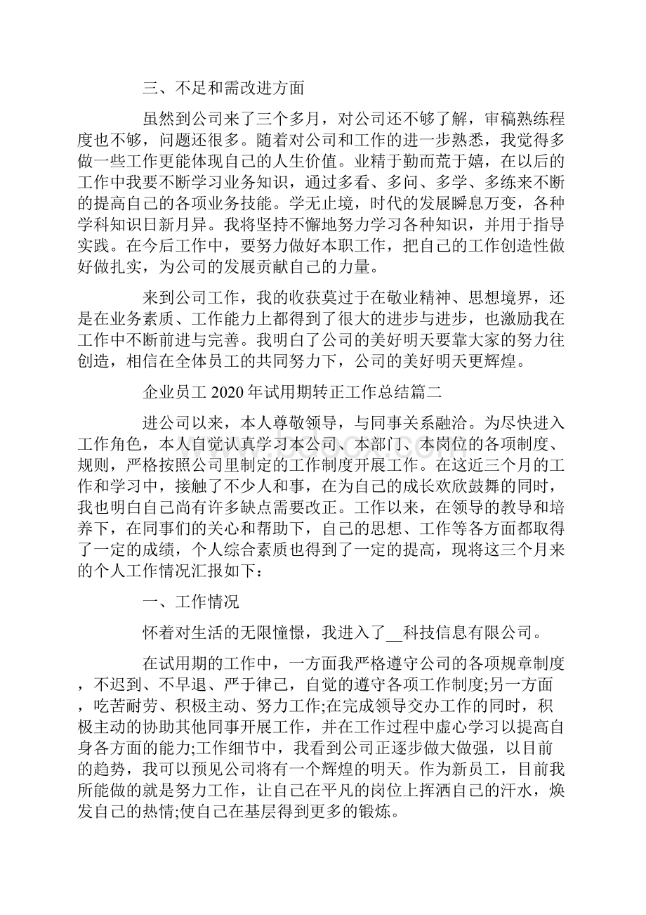 企业员工试用期转正工作总结.docx_第2页