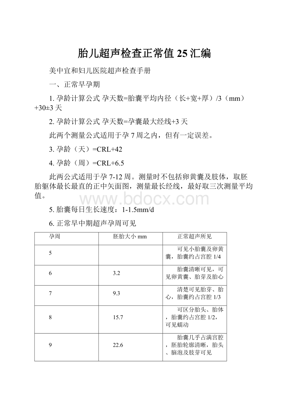 胎儿超声检查正常值25汇编.docx_第1页