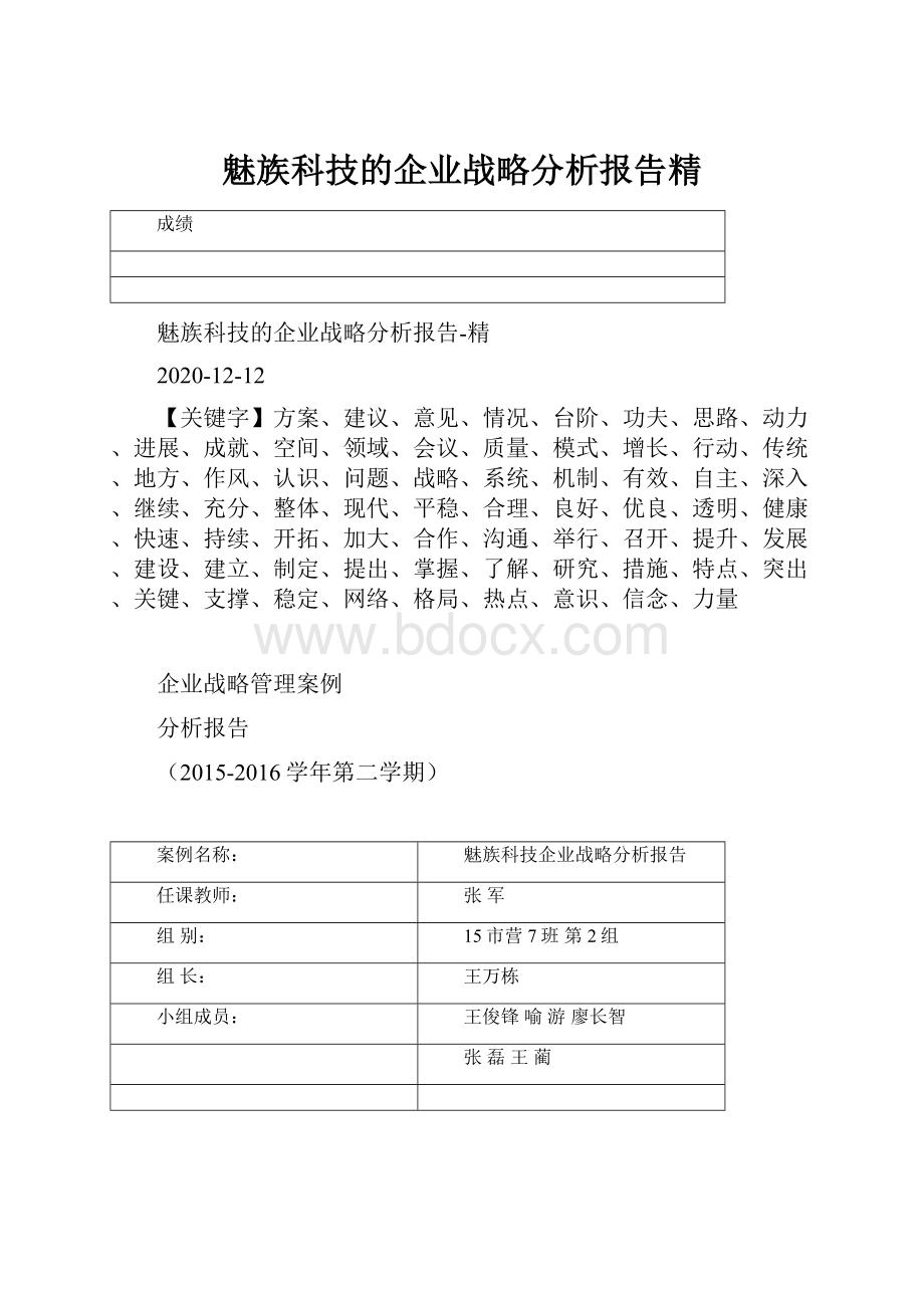 魅族科技的企业战略分析报告精.docx_第1页